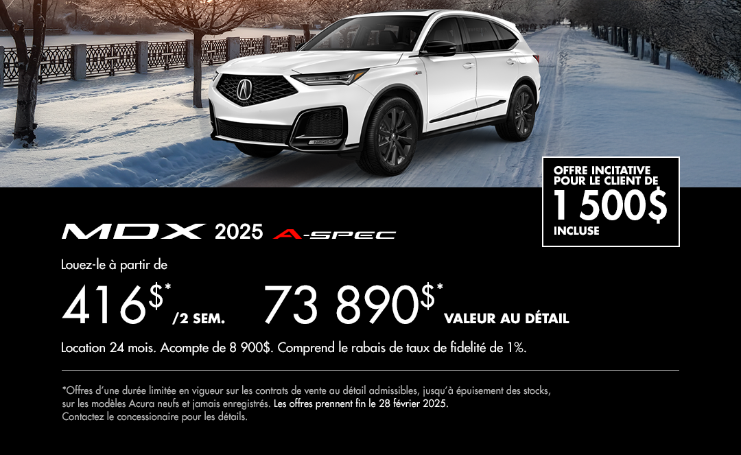 Bannière de Promotion Acura MDX 2025